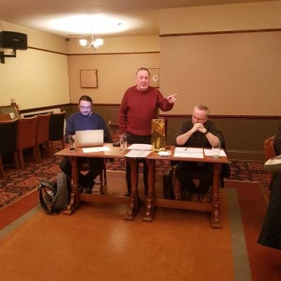 The top table (Secretary, Chairman, Treasurer)

